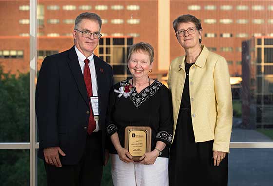 Photo of President Esterberg with Dean Michael Sitton and Kickie Britt