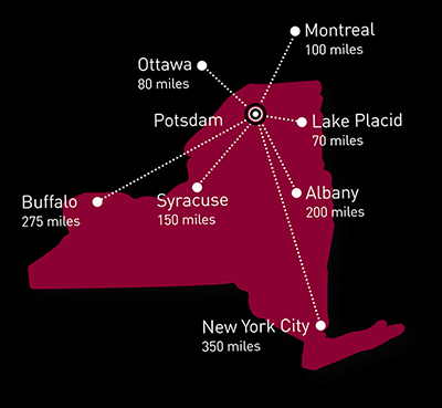 SUNY Potsdam Distance Map