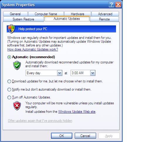 automatic updates for windows xp