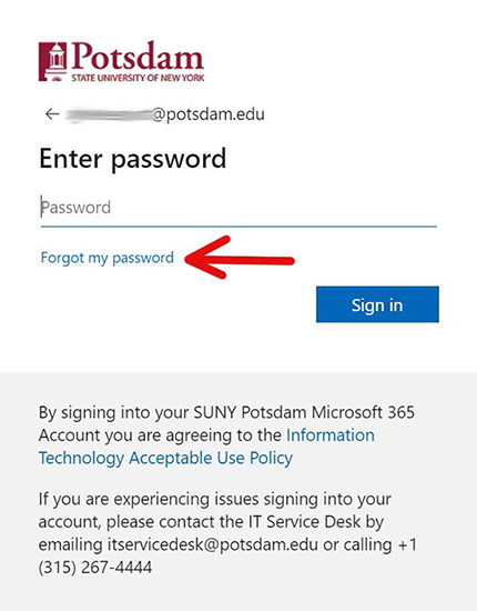 ​Password Reset Screenshot