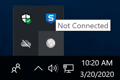 The Windows GlobalProtect icon when clicked in the taskbar.