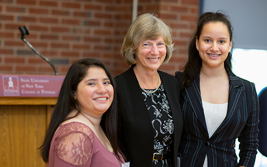 Jeanne Roberts with students